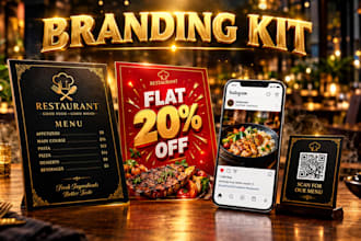 design a restaurant cafe branding kit menu posters and social designs