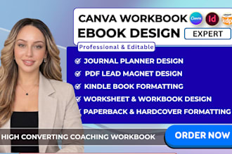 design coaching workbook,course workbook, ebook and canva PDF