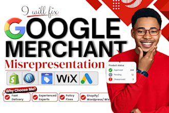 fix google merchant center suspension, misrepresentation, fix gmc shopping feed