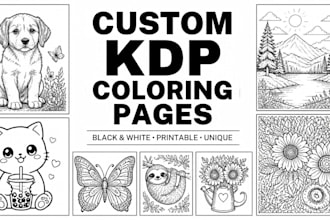 create custom monochrome coloring pages for amazon KDP