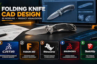create a folding knife cad models for locking mechanism and cnc manufacturing