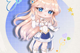 draw a cute chibi character,emote,twitch emote