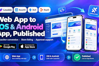 convert lovable, base44, bolt web app to ios android app and publish to stores