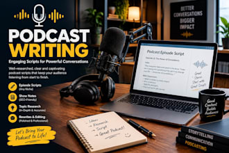 write your podcast script, episode outline, or show notes