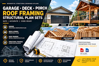 create garage deck porch roof framing structural plan sets