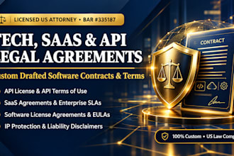draft a custom saas agreement for software business as a US attorney