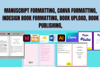 book upload,manucript formatting, indesign formatting, canva formatting, journal