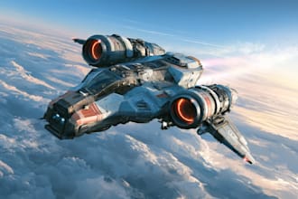 design a sci fi spaceship and sci fi illustration
