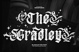 do unique blackletter letter old english font logo design