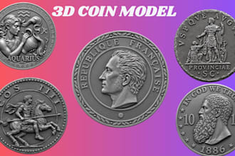 create a detailed 3d coin model,medallion, bas relief and print ready stl
