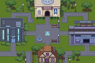 create 2d top down pixel art tileset, rpg game map tilemap, game assets