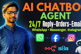build n8n ai chatbot for whatsapp and facebook conversation and orders