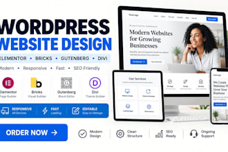 design responsive wordpress websites with elementor, bricks, gutenberg and divi