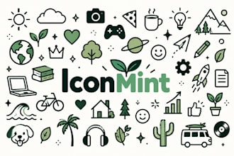 create up to 35 custom flat icons delivered in png and svg format