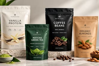 pouch design, packaging design, label design and dieline