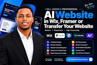 design a professional ai website wix website transfer framer ai website design