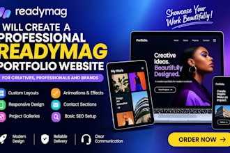 create a modern readymag portfolio website for creative professionals and brands