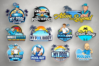 design swimming and pool logo