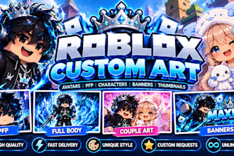 draw custom roblox avatar art, pfp and character illustration