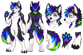 draw furry ref sheet fursona ref sheet anthro fursuit reference sheet furry pfp