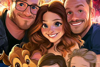 create a disney cartoon illustration