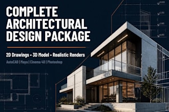 design your complete building drawings, 3d model and renders