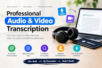 professionally transcribe audio and video files into text