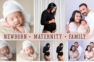 retouch newborn, maternity and family photos with natural skin editing