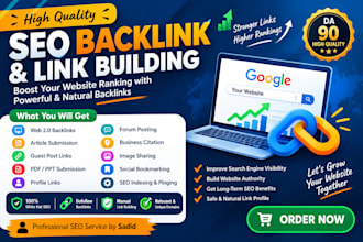 create da 90 high quality dofollow SEO backlinks high da