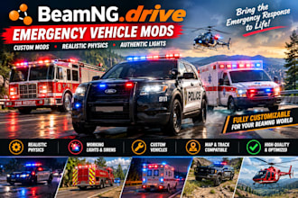 develope beamng emergency vehicle mods with realistic physiscs and lights