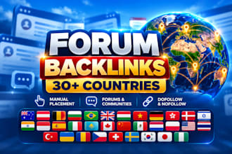 build country specific forum backlinks for 30 countries
