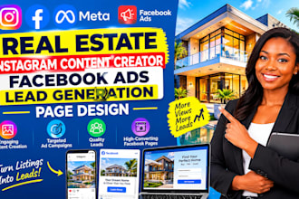 real estate instagram content creator facebook ads lead generation page design
