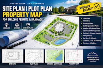 draw site plan plot plan property map for permits and drainage in you city
