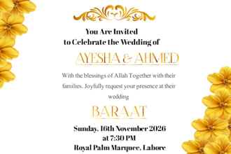 design luxury islamic wedding invitation card