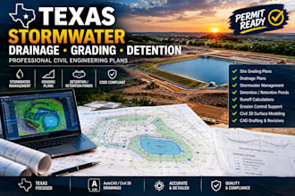 design texas stormwater drainage grading and detention plans