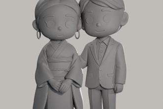 design cute 3d character, mascot, chibi for printing