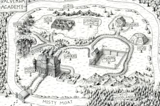 do fantasy world map, hand drawn, map illustration, novel book map, cartography