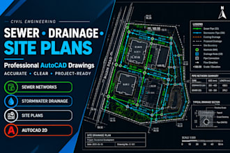 design sewer, drainage and site plans with autocad drawings