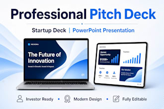 deisgn a professioanl pitch deck startup deck and powerpoint presentation