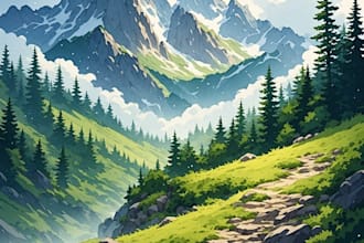 draw a watercolor landscape illustration