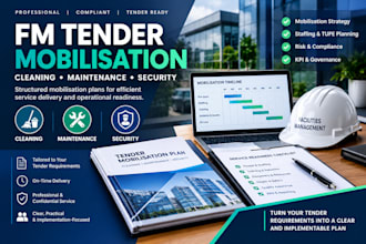 create fm tender mobilization plan for cleaning maintenance security