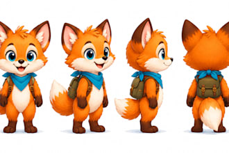 create a cute animal character turnaround sheet