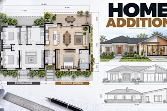 design home addition plans, extension layouts, elevations, permit drawings