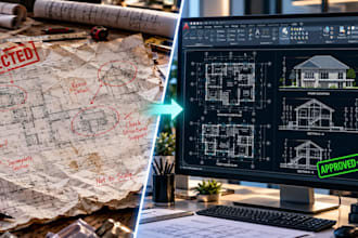 redraw structural and civil drawings for mi and in permits