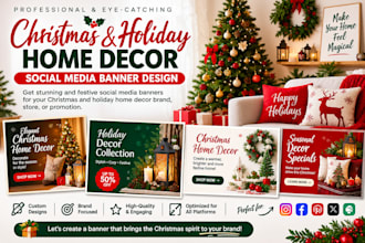 design christmas and holiday home decor social media banner
