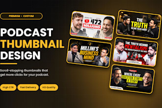 design a premium podcast thumbnail design for youtube