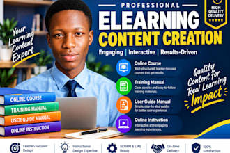 create interactive online course, training manual, user guide, elearning content
