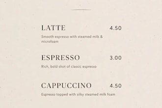 design a modern cafe menu, business flyer and real estate flyer in canva