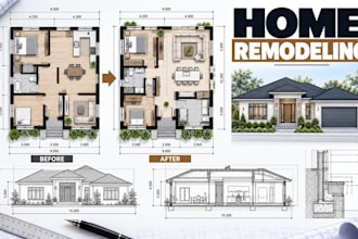 design home remodeling plans, renovation layouts, floor plans and elevations