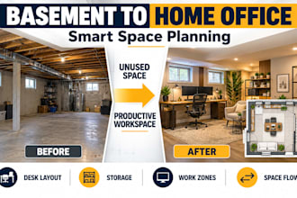 transform your basement into a functional home office with smart space planning